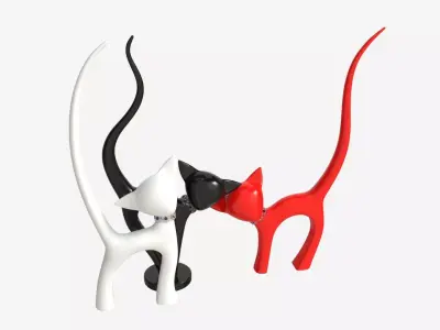 Decorative Ceramic Cats Set 3D model