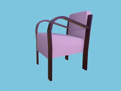 Pink Fabric Armchair - Furniture Interior Design Low-poly 3D model