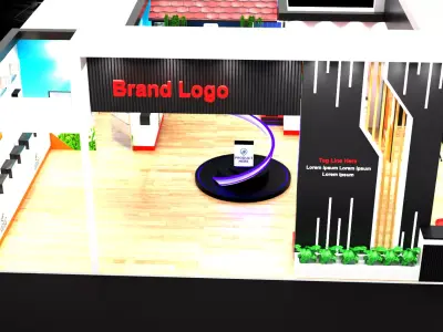 Modern Exhibition Booth 3D Model Black and white accent 3D model