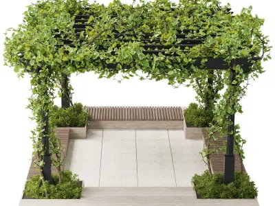 Classic Landscape furniture with roof garden and ivy on patio 24 Low-poly 3D model