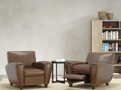 Manhattan Square Arm Leather Chair by Pottery Barn 3D model