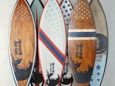 Vintage Wooden Surfboards 3D model