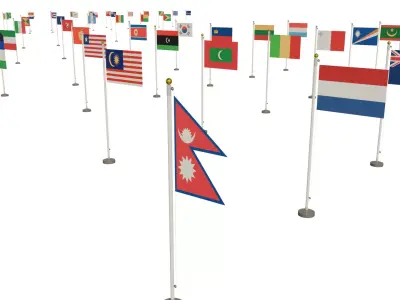 All Country Flag Low-poly 3D model