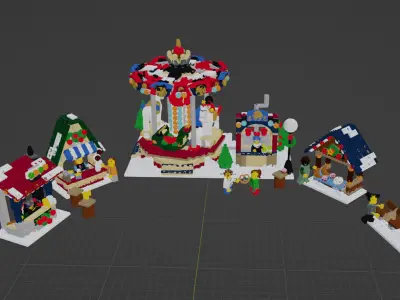Wikibricks3D - 10235 Winter Village Market 3D print model