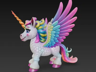 Unicorn Realistic 3D Model Basic - Low Poly Realistic Low-poly 3D model