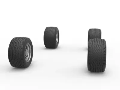 Wheel set of Northeast Dirt Modified stock car V4 Scale 1 to 25 3D print model