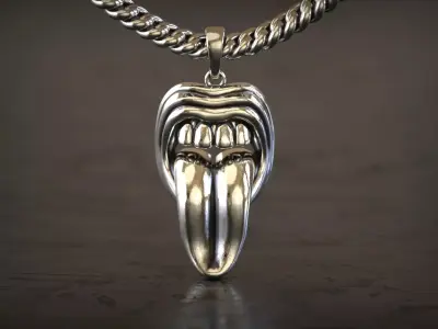 Savage Tongue Mouth Pendant 3D print model