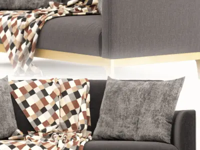 Calvers Sofa with pillows and blanket 3D model