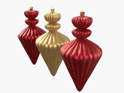 Christmas Tree Ornament Set10 - Red Yellow 3D model