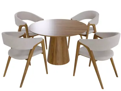 Dining set chair table 3D model