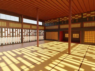 Kung-Fu Hall Low-poly 3D model