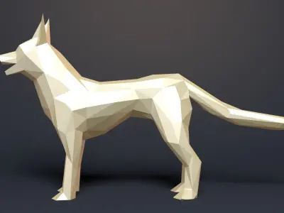 Wolf Low Poly 3D model polygonal dog Low-poly 3D model