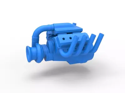 Funny car Turbo Engine V8 Scale 1 to 25 3D print model
