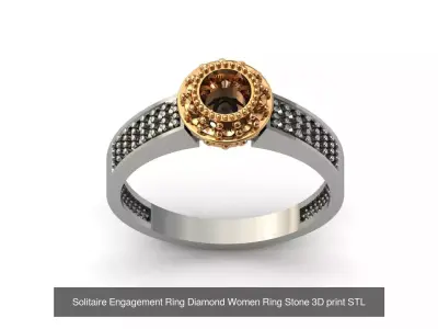 20 STL Files Solitaire Engagement Ring Diamond Stone Women Ring  3D Model Pack