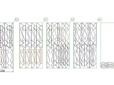 Parametric Wave Wall Low-poly 3D model