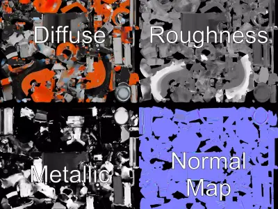 Vibrant Orange Compactor model pack Low-poly 3D model