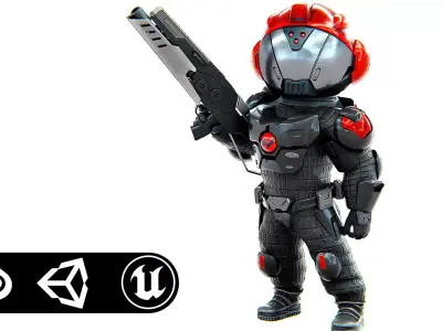 CYBER SOLDIER XC-900 Rigged for Unreal Engine - Unity - MIXAMO 3D model