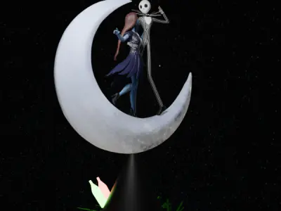 Jack Skellington and Sally Christmas Tree Topper 3D print model