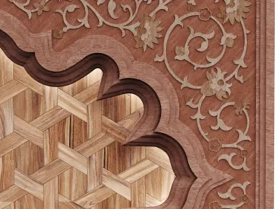 Arabic islamic ceilling wooden pattern set 578 3D model
