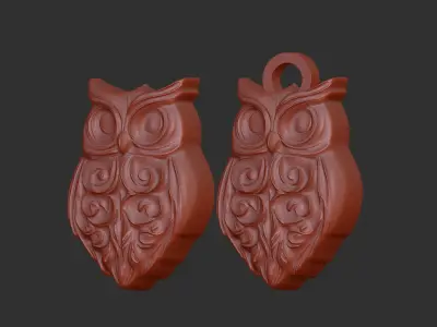 owl pentant cnc  3D print model