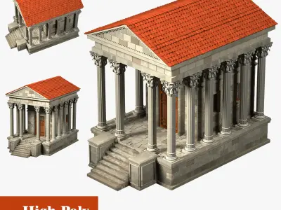 old building with columns ancient greece high-poly 3D model