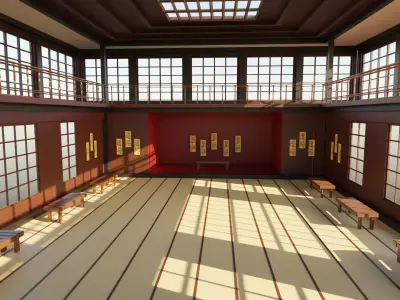 Japanese Dojo Low-poly 3D model