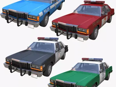 American Police Cars Low-poly 3D model