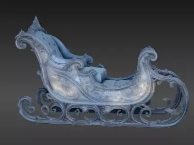 Luxury Sleigh 3D Model Holiday Fantasy Sleigh  Low-poly 3D model