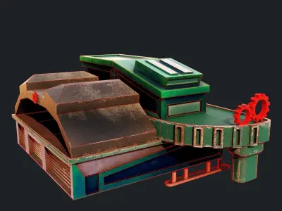 PBR low-poly game ready concept service station Low-poly 3D model