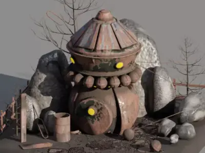 Metall house Low-poly 3D model