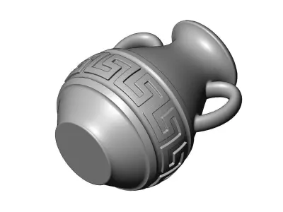 Greek key pattern roman urn and vase 3D print model