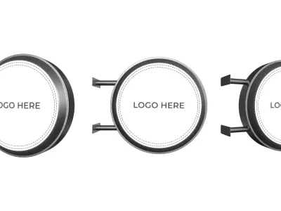 Round Light Box Sign 3D model