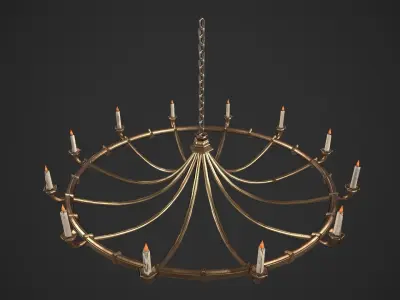 Golden Chandelier Low-poly 3D model