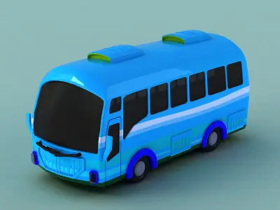 cartoon school bus taxi yellow toon coach toon london storey 3D model