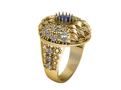 LUXURY DIAMOND AND BLUE SAPPHIRE RING 3D PRINTABLE MODEL 3D print model