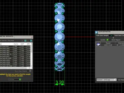 U Shaped Eternity Ring 3 point 2 mm stone size swiss 8 and EU48 3D print model