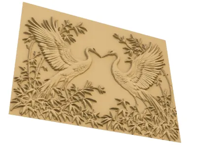 modern panel wall decor set wall relief mural CNC 131 3D model