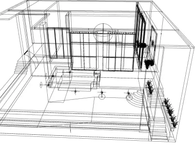 Infinite Swimming Pool 3D Model Waterfall Seating Area 3D model