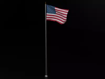 Flag 3D Model - Realistic Pole and Fabric  Low-poly 3D model