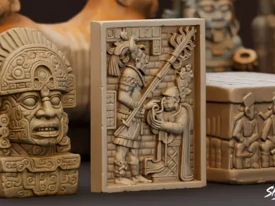 Mayan Civilization Statues Pack Low-poly 3D model