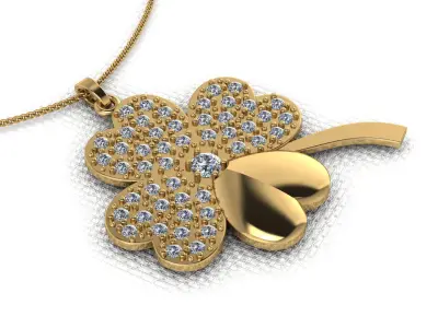 A pendant made in the shape of a clover 3D print model