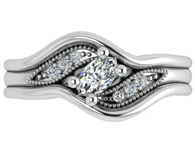 Diamond Milgrain Ring 4456 3D print model