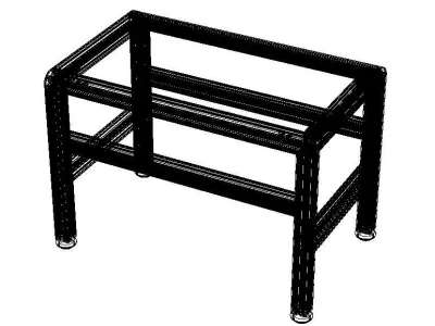 Aluminium Table with Glass Top 3D model