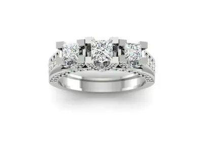 3 Princess Stone Ring 3D print model