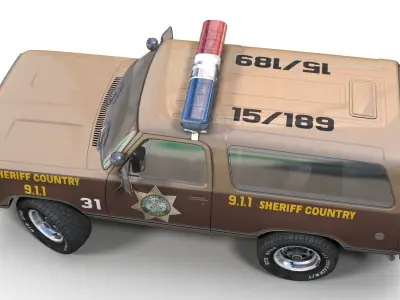 80s sheriff car Low-poly 3D model