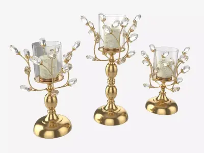 Golden Candle Holders 3D model