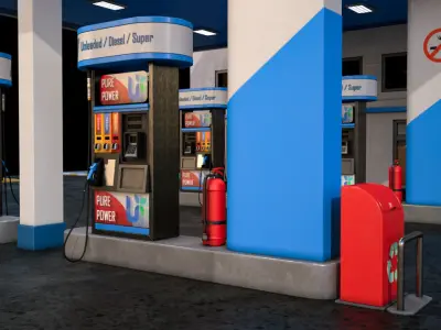 High Detailed Gas Station 3D model