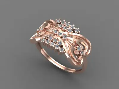 Women Ring Diamond Stone STL 3DM Lightweight Printable 3D print model 11