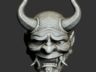 Traditional Japanese Hannya Mask   Oni Mask Samurai Mask  3D print model
