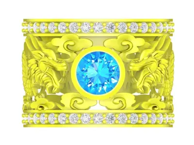 Luxury Chinese Dragon Statement Ring for Men 4767 3D print model